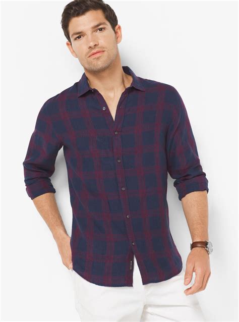 michael kors dress shirts slim fit|Michael Kors linen shirt.